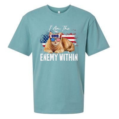 I Am The Enemy Within Pun Kamala Harris Cat Us Glasses 2024 Sueded Cloud Jersey T-Shirt