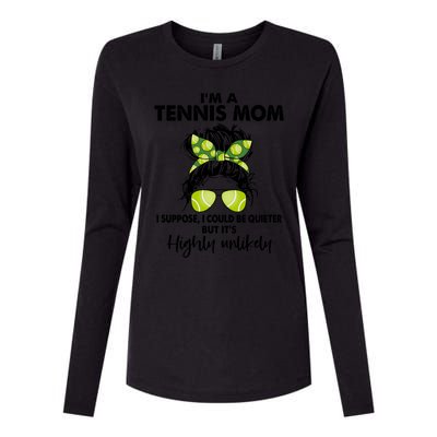 I'm A Tennis Mom Funny Messy Bun Cute Gift Amazing Tennis Mom Funny Gift Womens Cotton Relaxed Long Sleeve T-Shirt