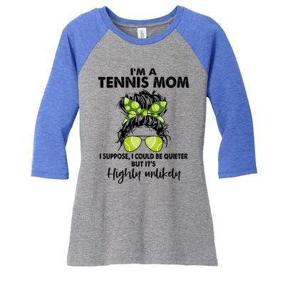 I'm A Tennis Mom Funny Messy Bun Cute Gift Amazing Tennis Mom Funny Gift Women's Tri-Blend 3/4-Sleeve Raglan Shirt