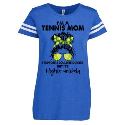 I'm A Tennis Mom Funny Messy Bun Cute Gift Amazing Tennis Mom Funny Gift Enza Ladies Jersey Football T-Shirt