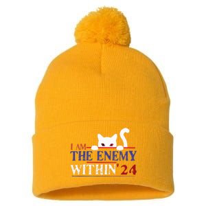 I Am The Enemy Within Kamala Harris 2024 Pom Pom 12in Knit Beanie