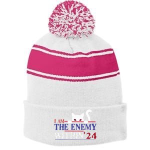 I Am The Enemy Within Kamala Harris 2024 Stripe Pom Pom Beanie