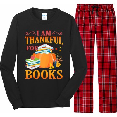 I Am Thankful For Books Librarian Happy Thanksgiving Day Meaningful Gift Long Sleeve Pajama Set