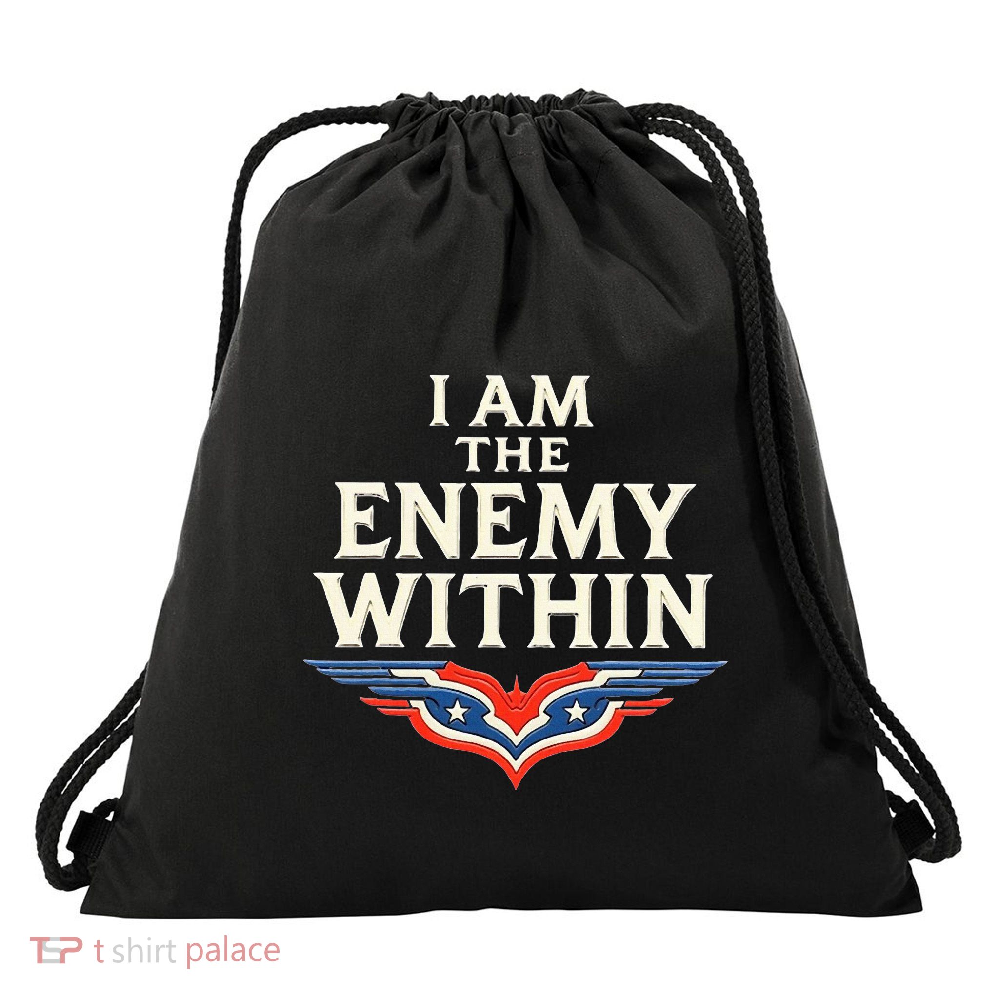 I Am The Enemy Within Drawstring Bag