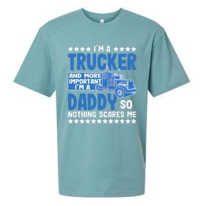 I´m A Trucker Daddy Nothing Scares Me Father´s Day America Sueded Cloud Jersey T-Shirt