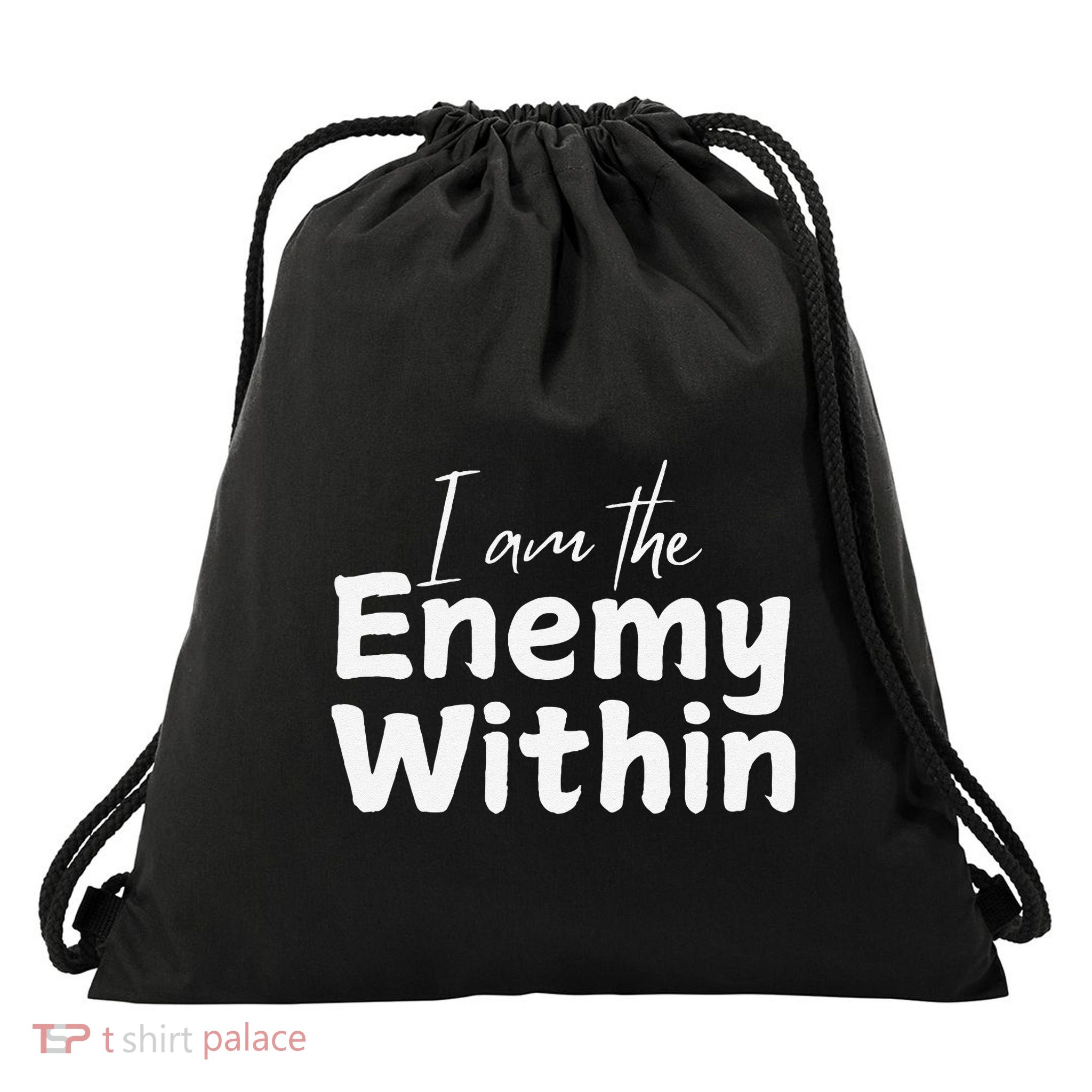 I Am The Enemy Within Drawstring Bag
