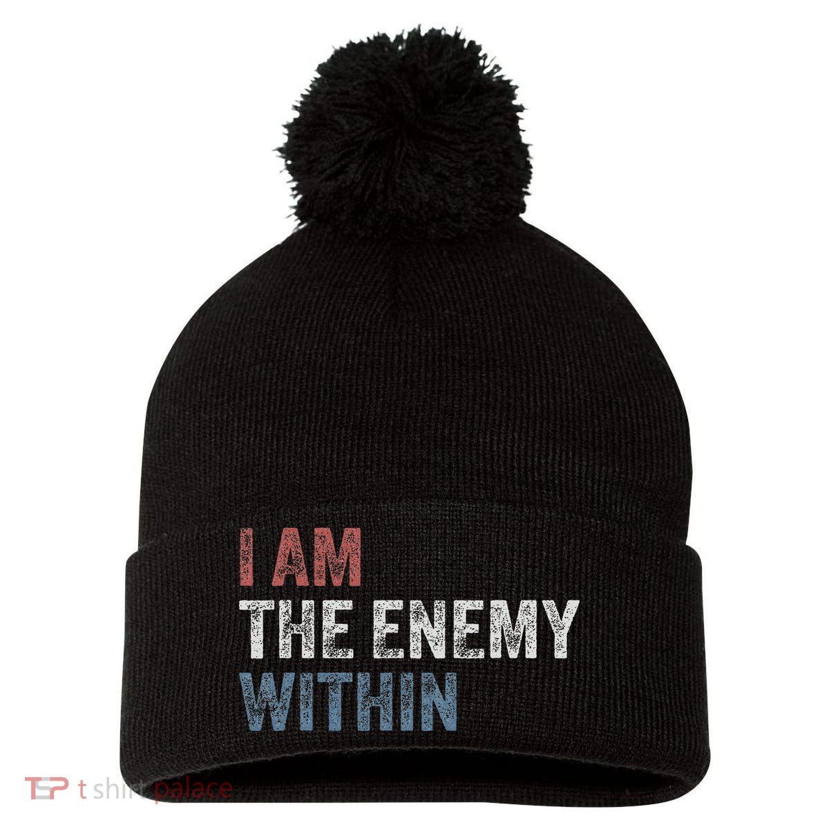 I Am The Enemy Within Pom Pom 12in Knit Beanie
