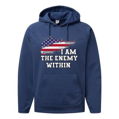 I Am The Enemy Within Harris Walz 2024 Performance Fleece Hoodie