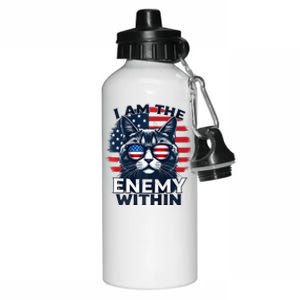 I Am The Enemy Within Patriotic Cat Harris Walz 2024 Premium Aluminum Water Bottle 