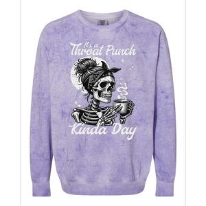 ItS A Throat Punch Kind Of Day Sarcastic Skeleton Colorblast Crewneck Sweatshirt