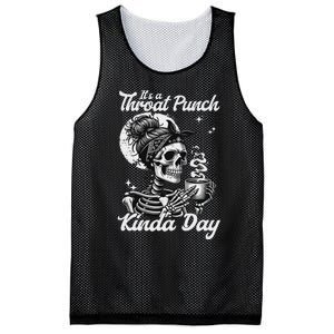 ItS A Throat Punch Kind Of Day Sarcastic Skeleton Mesh Reversible Basketball Jersey Tank