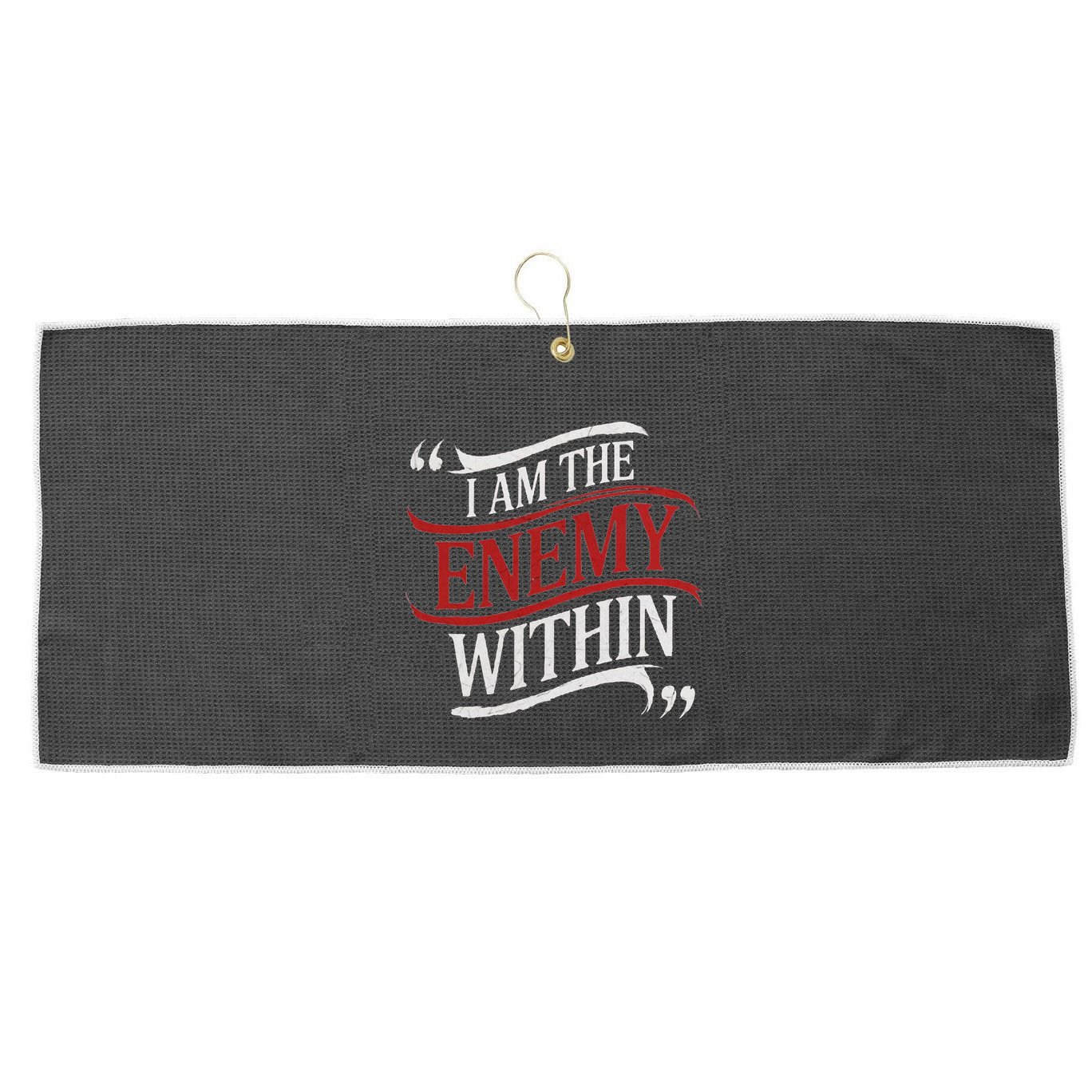 I Am The Enemy Within Large Microfiber Waffle Golf Towel