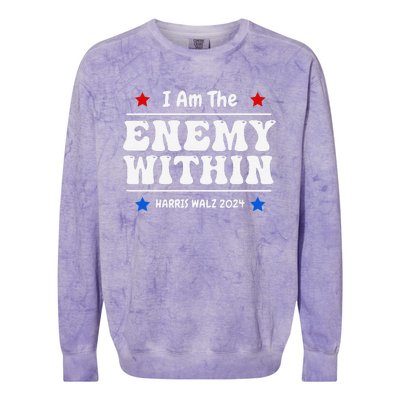 I Am The Enemy Withinharris Walz 2024 Groovy Colorblast Crewneck Sweatshirt