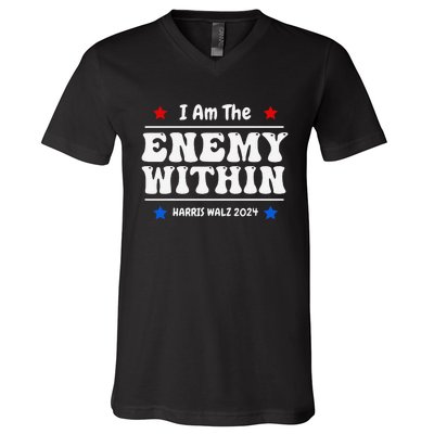 I Am The Enemy Withinharris Walz 2024 Groovy V-Neck T-Shirt