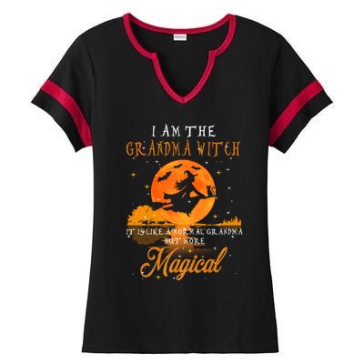 I Am The Grandma Witch Halloween Gift Ladies Halftime Notch Neck Tee