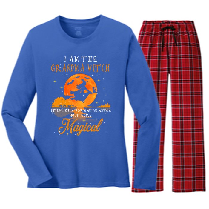 I Am The Grandma Witch Halloween Gift Women's Long Sleeve Flannel Pajama Set 