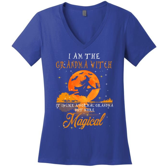 I Am The Grandma Witch Halloween Gift Women's V-Neck T-Shirt