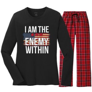 I Am The Enemy Within Kamala Harris Vs Trump Women's Long Sleeve Flannel Pajama Set 