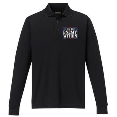 I Am The Enemy Within Pun Performance Long Sleeve Polo