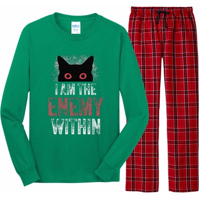 I Am The Enemy Within Pun Cat Owners Long Sleeve Pajama Set