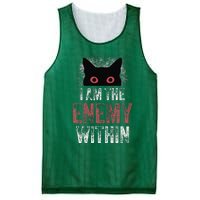 I Am The Enemy Within Pun Cat Owners Mesh Reversible Basketball Jersey Tank