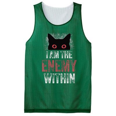 I Am The Enemy Within Pun Cat Owners Mesh Reversible Basketball Jersey Tank