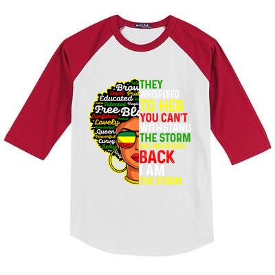 I Am The Storm Juneteenth Black History Month Meaningful Gift Kids Colorblock Raglan Jersey