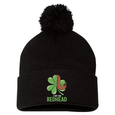 I Am The Redhead Dibs On The Redhead Funny St. Patricks Day Pom Pom 12in Knit Beanie