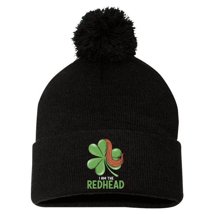 I Am The Redhead Dibs On The Redhead Funny St. Patricks Day Pom Pom 12in Knit Beanie