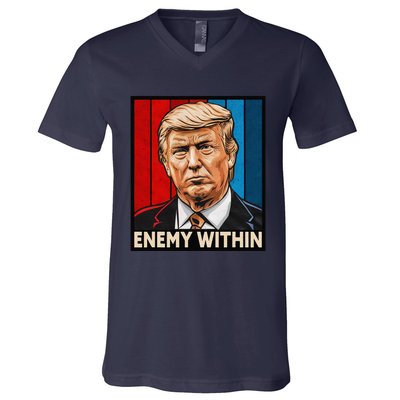 I Am The Enemy Within Trump And Harris Vibe V-Neck T-Shirt