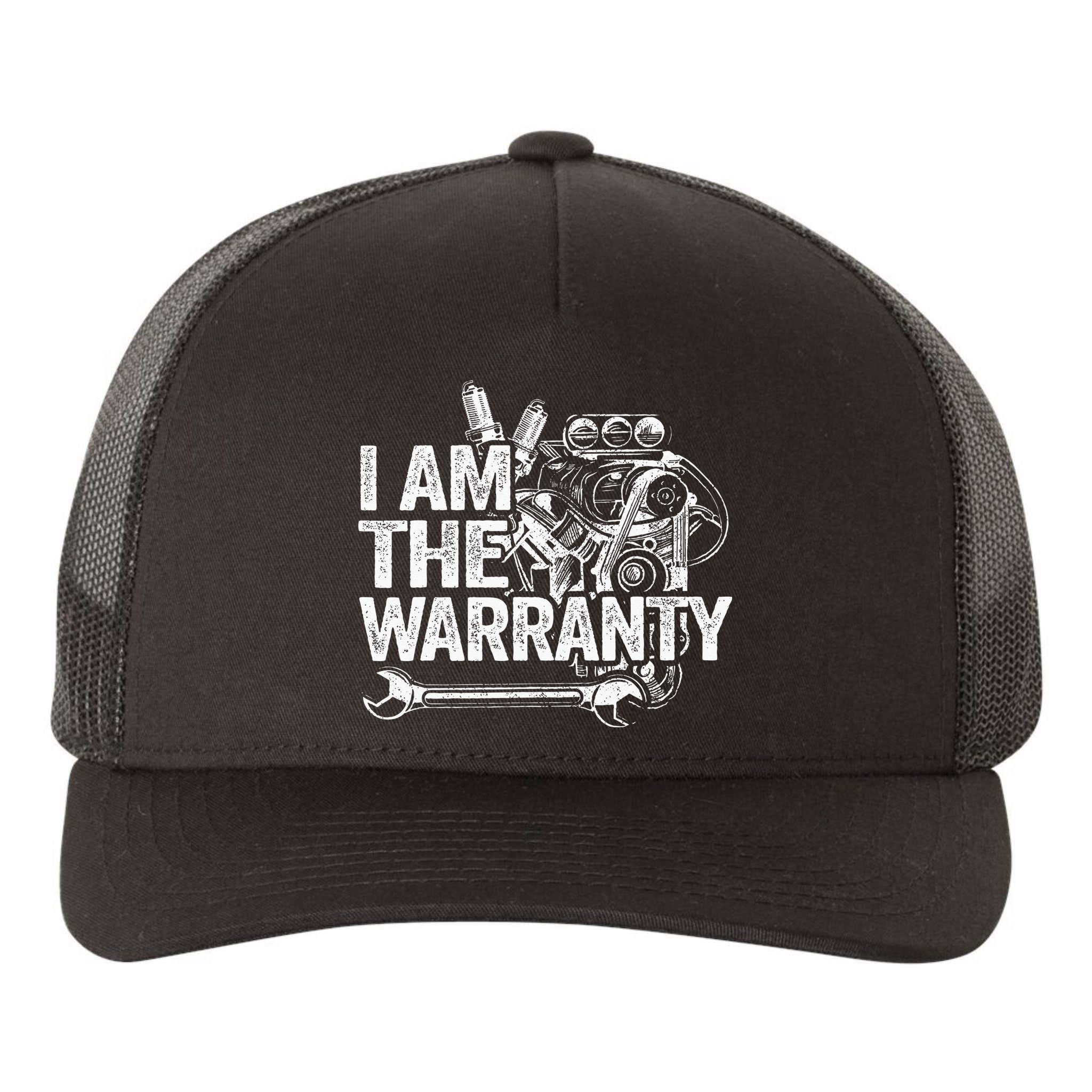 I Am The Warranty Race Car Parts Engine Auto Funny Mechanic Yupoong Adult 5-Panel Trucker Hat