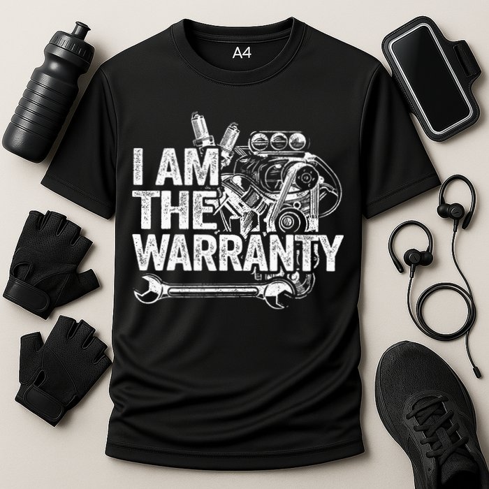 I Am The Warranty Race Car Parts Engine Auto Funny Mechanic Cooling Performance Crew T-Shirt