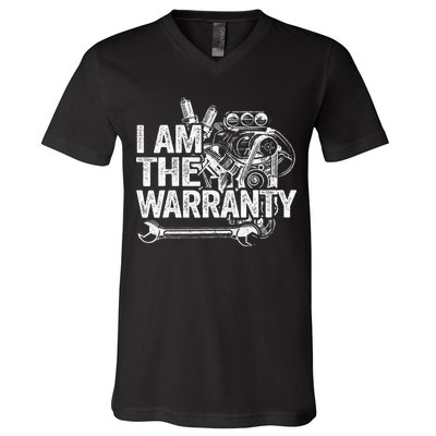 I Am The Warranty Race Car Parts Engine Auto Funny Mechanic V-Neck T-Shirt