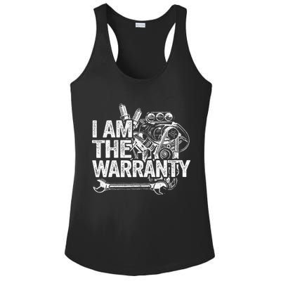 I Am The Warranty Race Car Parts Engine Auto Funny Mechanic Ladies PosiCharge Competitor Racerback Tank