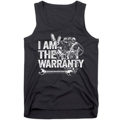 I Am The Warranty Race Car Parts Engine Auto Funny Mechanic Tank Top