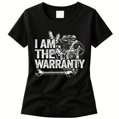 I Am The Warranty Race Car Parts Engine Auto Funny Mechanic Womens T-Shirt