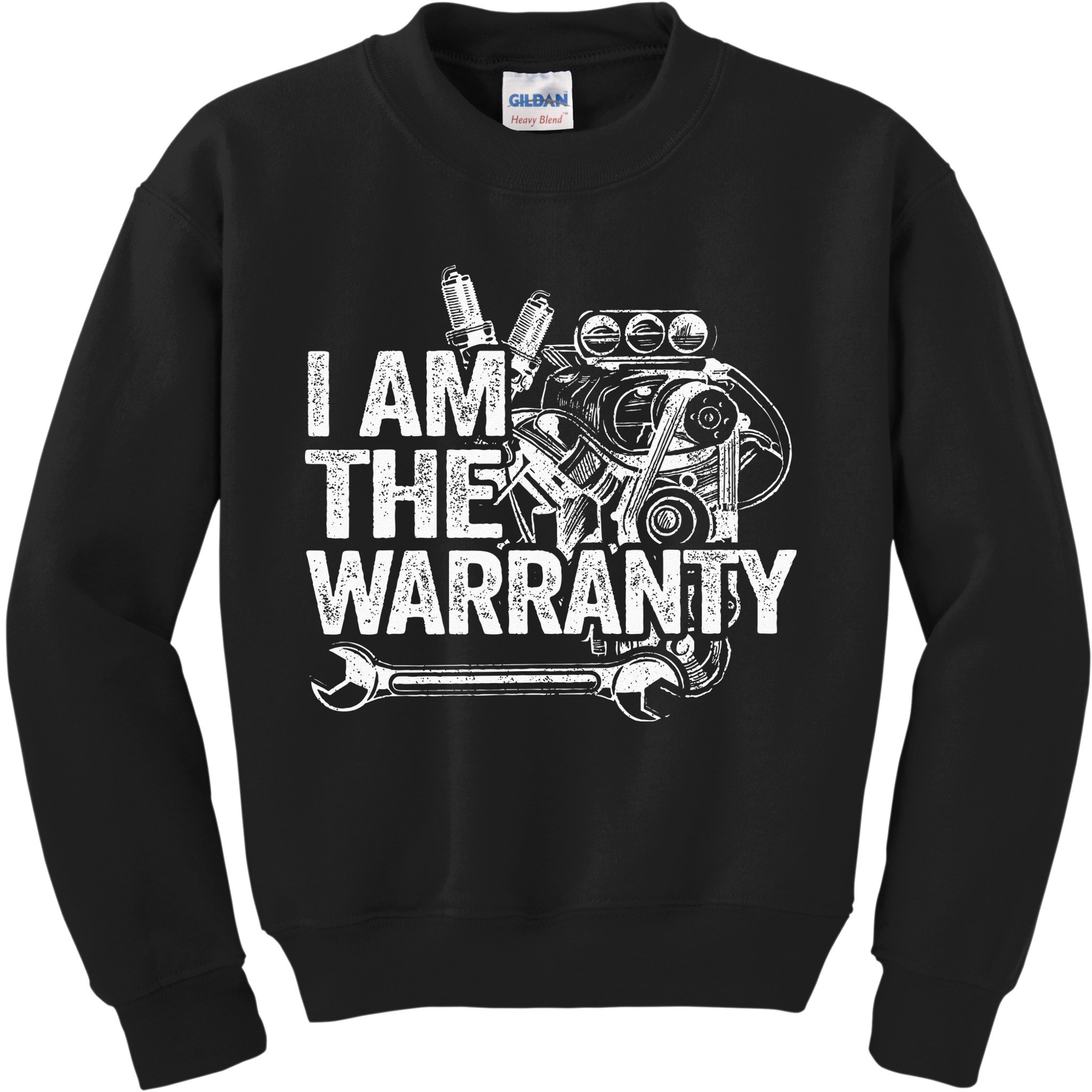 I Am The Warranty Race Car Parts Engine Auto Funny Mechanic Kids Sweatshirt