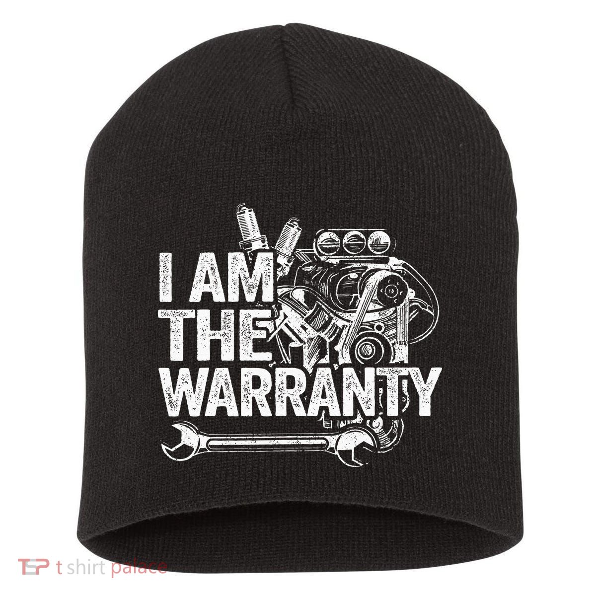 I Am The Warranty Race Car Parts Engine Auto Funny Mechanic Short Acrylic Beanie