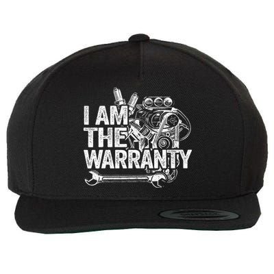 I Am The Warranty Race Car Parts Engine Auto Funny Mechanic Wool Snapback Cap