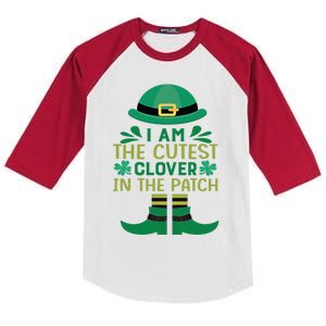 I Am The Cutest Clover In The Patch Gift St Patrick's Day Meaningful Gift Kids Colorblock Raglan Jersey