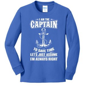 I Am The Captain Boat Captain Funny Gift Kids Long Sleeve Shirt