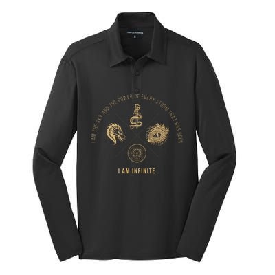 I Am The Sky And The Power Of Every Storm That Has Been Fourth Wing Violet Sorre Silk Touch Performance Long Sleeve Polo