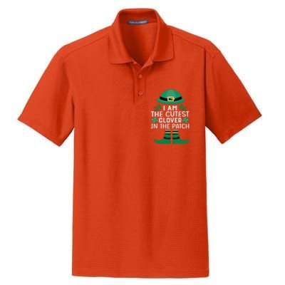 I Am The Cutest Clover In The Patch Meaningful Gift St Patrick's Day Gift Dry Zone Grid Polo