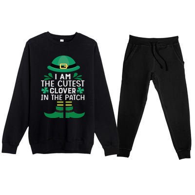 I Am The Cutest Clover In The Patch Meaningful Gift St Patrick's Day Gift Premium Crewneck Sweatsuit Set