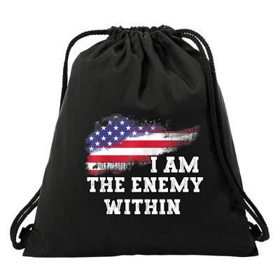 I Am The Enemy Within Drawstring Bag