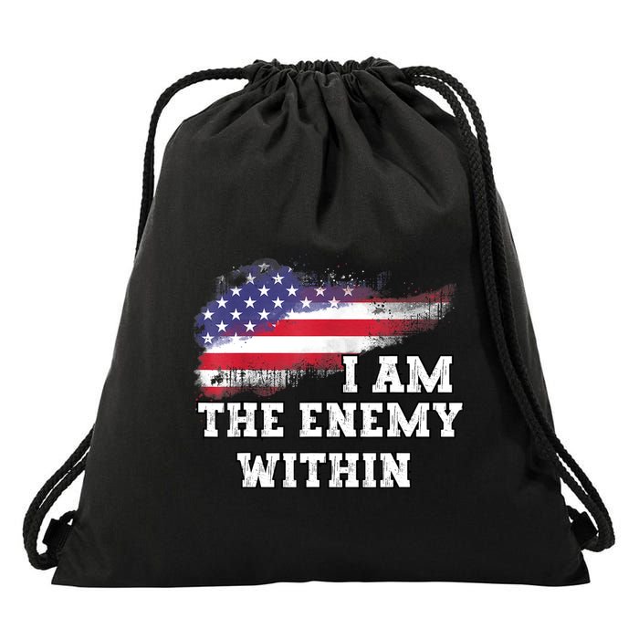 I Am The Enemy Within Drawstring Bag