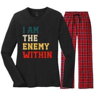 I Am The Enemy Within Kamala Harris Vs Trump Women's Long Sleeve Flannel Pajama Set 