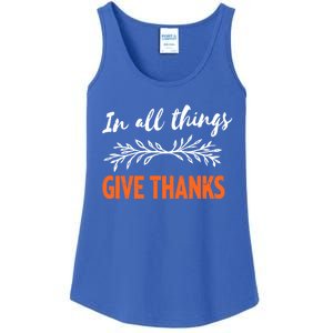 In All Things Give Thanks Thanksgiving Thankful Grateful Gift Ladies Essential Tank