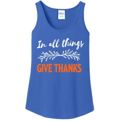 In All Things Give Thanks Thanksgiving Thankful Grateful Gift Ladies Essential Tank