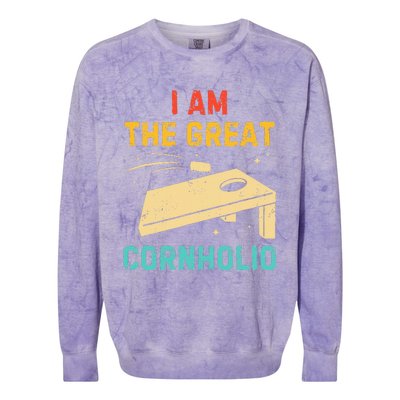 I Am The Great Cornholio Funny Bean Bag Toss Lover Colorblast Crewneck Sweatshirt